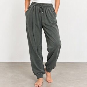 In Good State‎ Slate Gray Microfiber Jogger Pants High Rise Pockets Large